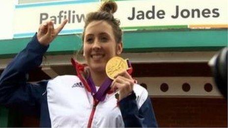 Jade Jones outside Flint leisure centre