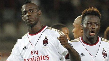 Mario Balotelli (left) celebrates after scoring against Torino