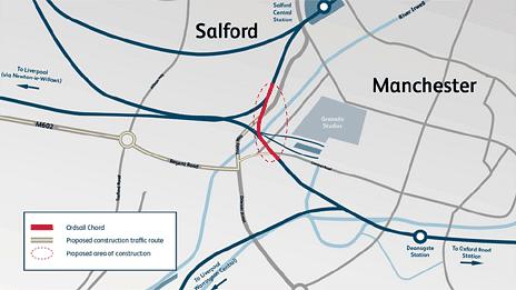 Map showing Ordsall Chord