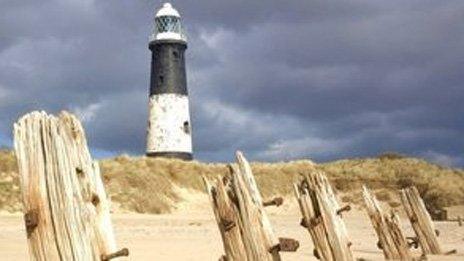 View of the lighthouse from the beach