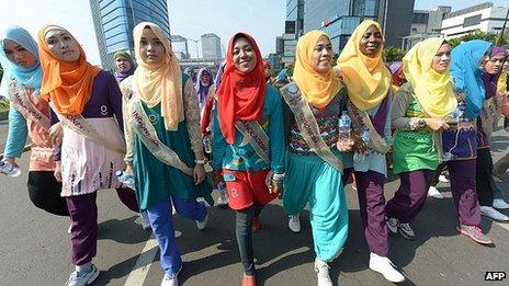 Muslimah World contestants in Jakarta. 15 Sept 2013