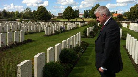 First Minister Carwyn Jones visited Flanders on Wednesday