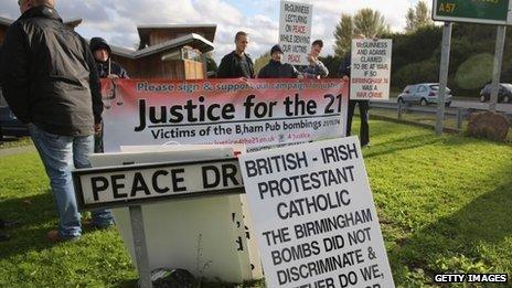 Protestors outside the Tim Parry-Johnathan Ball Foundation for Peace in Warrington