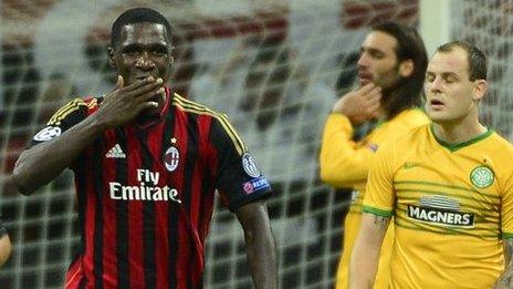 Cristian Zapata celebrates scoring against Celtic