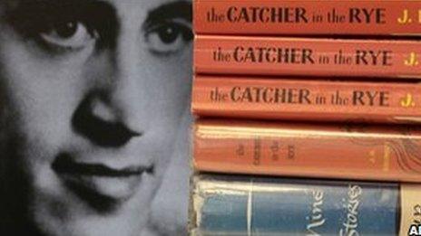 A 1951 photo of JD Salinger with copies of The Catcher in the Rye