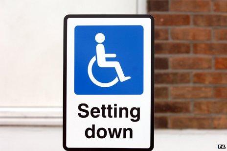 Wheelchair icon in sign reading "Setting Down"