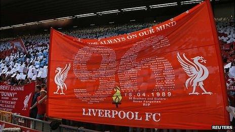 Flag listing the victims of the Hillsborough disaster