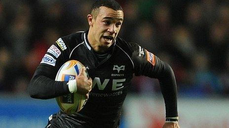 Eli Walker in action for the Ospreys