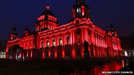 The Royal British Legion requested city hall be lit red for the launch of the Poppy Appeal