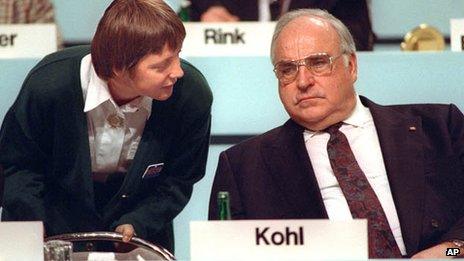 Angela Merkel and Helmut Kohl 1991