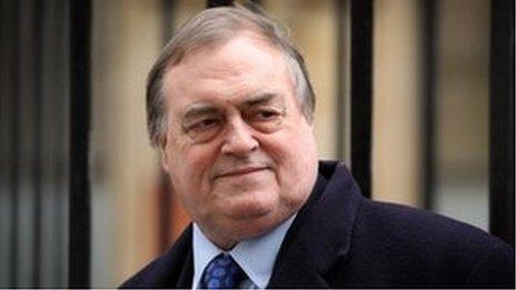 Former Deputy Prime Minister John Prescott arrives to give evidence at the Leveson inquiry on 27 February 2012 in London, England.