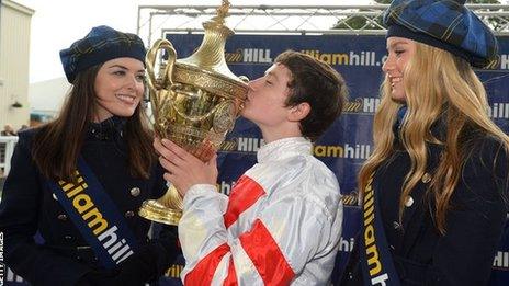 Oisin Murphy celebrates his Ayr Gold Cup victory