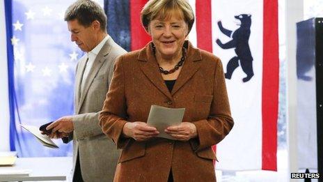 Angela Merkel votes in Berlin, 22 September