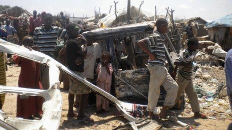 Camp for internally displaced people on the edge of Kismayo