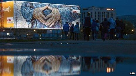 CDU advert showing Angela Merkel's hands