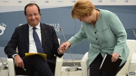 Francois Hollande and Angela Merkel