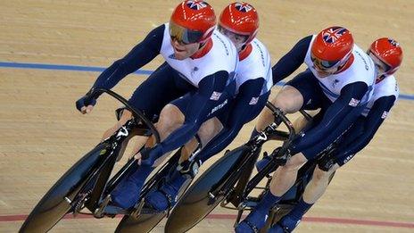 GB tandem pairs Craig Maclean and Anthony Kappes and Barney Storey and Neil Fachie