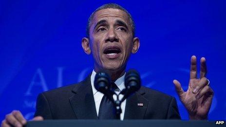 US President Barack Obama delivers remarks at the Congressional Black Caucus Foundation, Inc Annual Phoenix Awards 21 September 2013