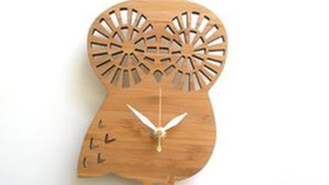 Bamboo owl clock