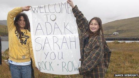 Locals welcome Sarah Outen to Alaska