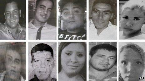 Photos of 10 of the 12 youths of went missing after visiting in a bar in Mexico City in May 2013