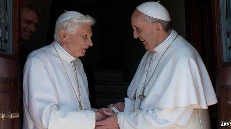 Emeritus Pope Benedict XVI and Pope Francis, file picture