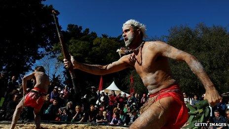 Indigenous dance being performed in Sydney (July 2013)