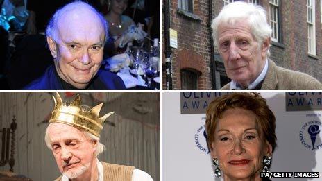 Clockwise from top left: Sir Alan Ayckbourn, Jonathan Miller, Sian Phillips, Edward Petherbridge