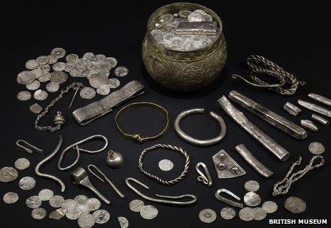 The Vale of York hoard, AD 900s. North Yorkshire, England. Silver-gilt, gold, silver.