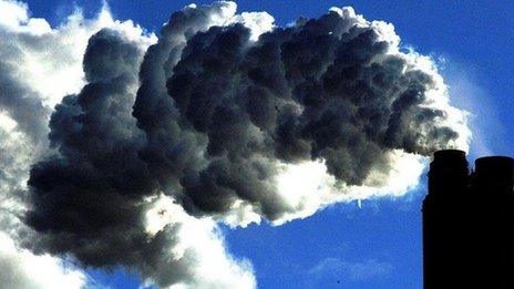 Smoke billowing from a power station