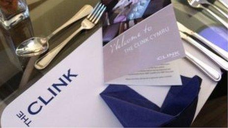 Place mats at The Clink Cymru restaurant