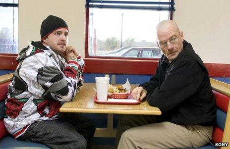 Jesse and Walt in a diner