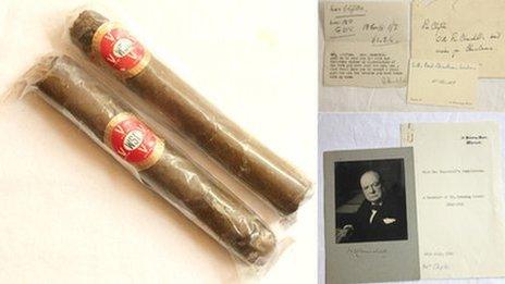 Churchill's cigars and notes to Ms Clifton