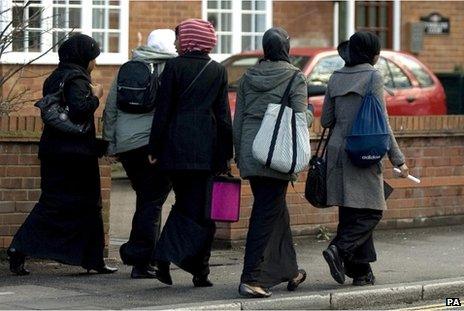 Teenage girls in headscarves in Harrow, Middlesex