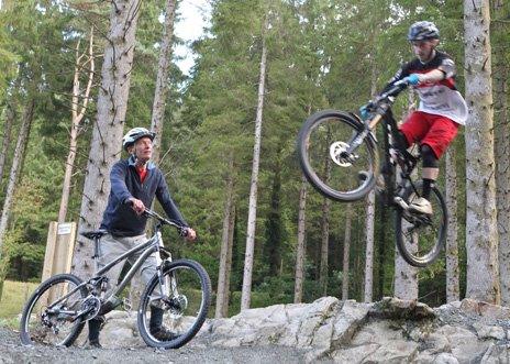 Mountain biking in the forest