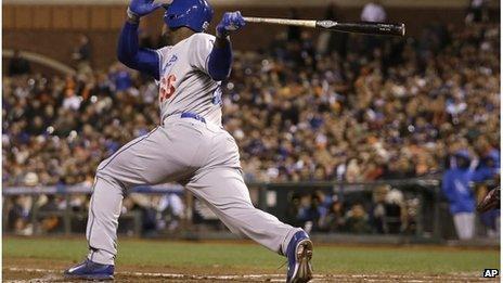 Cuban Los Angeles Dodgers baseballer Yasiel Puig