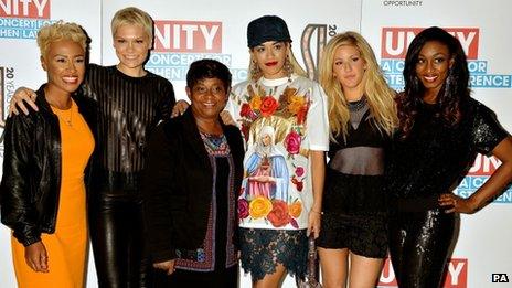 Emeli Sande, Jessie J, Doreen Lawrence, Rita Ora, Ellie Goulding and Beverley Knight