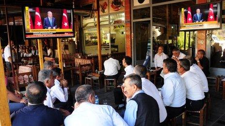 Kurds watch Turkish PM Erdogan announcing reforms