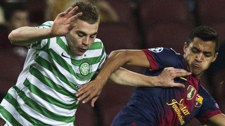 James Forrest in action against Barcelona