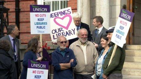 Campaigners outside County Hall