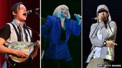 Arcade Fire, Lady Gaga, Eminem