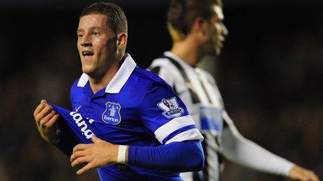 Ross Barkley celebrates for Everton v Newcastle