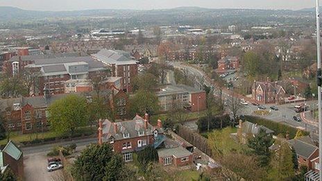 View from top of Wrexham police station