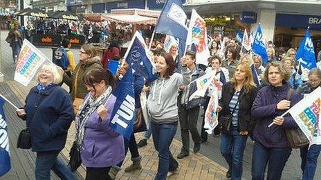 Teachers take part in a rally in Birmingham