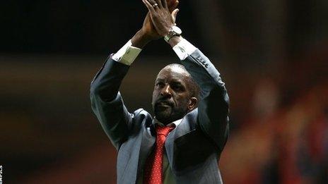 Chris Powell applauds supporters after their 1-1 draw at home to Nottingham Forest