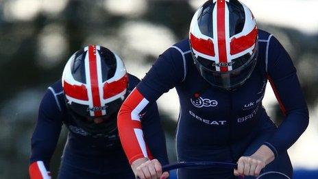 Paula Walker and Gillian Cooke in action for GB bobsleigh