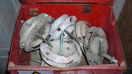 The radioactive lightning preventers pictured before theft