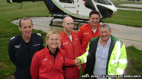 Air ambulance Pilot Mark Howard-Smith, nurse Emily McWhirter, paramedic Charles Leahy, Dr John O’ Neill and David Johnstone