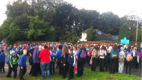 The protest outside Milford Haven School