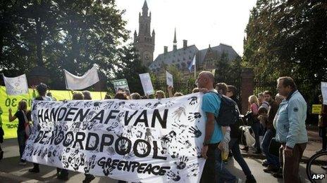 Greenpeace supporters in The Hague